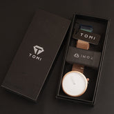 Mens Watch With Date & Time Rosegold Strap